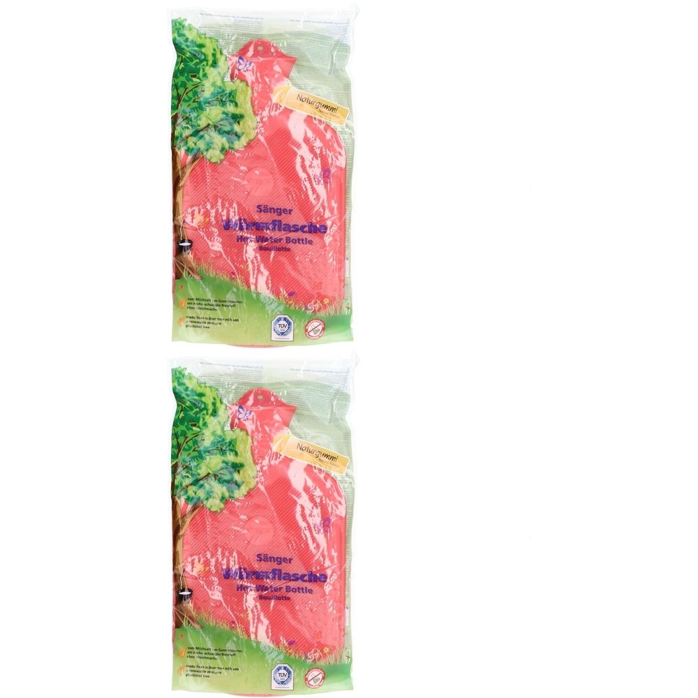 Sänger Wärmflasche 2L - Rot - Glatte & gerippte Seite