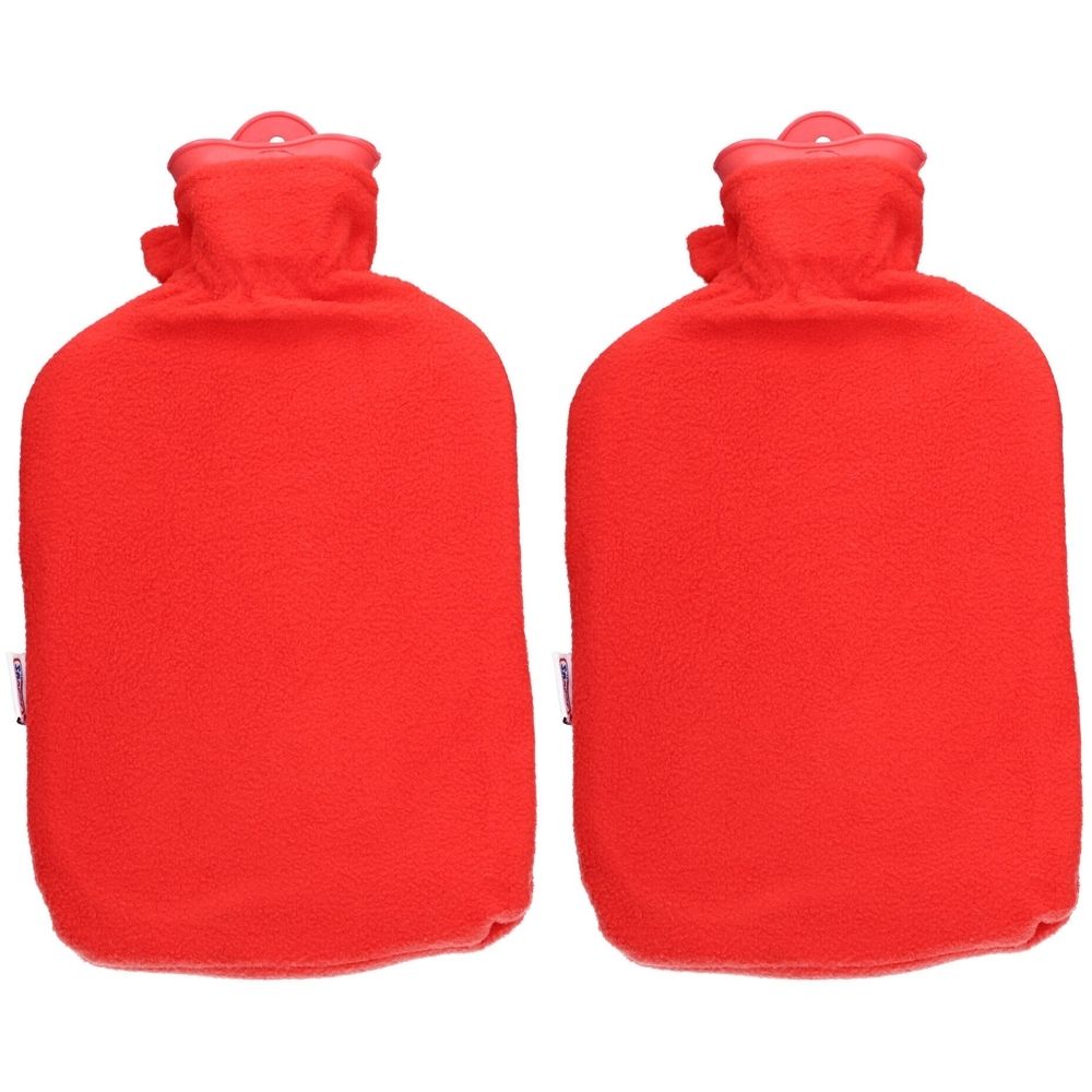 Sänger Wärmflasche 2L - Fleecebezug Rot