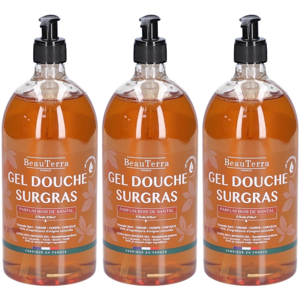 BeauTerra Gel Douche Surgras - Bois de Santal