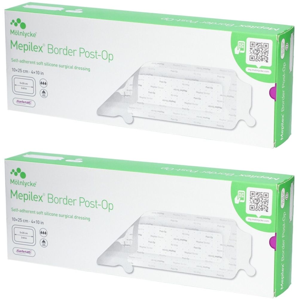 Mölnlycke Mepilex® Border Post-Op - Selbstfixierender, silikonisierter postoperativer Verband 10 x 25 cm