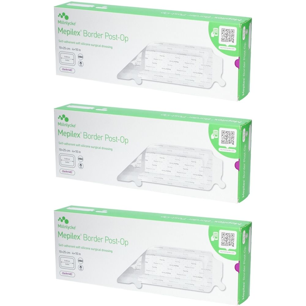 Mölnlycke Mepilex® Border Post-Op - Selbstfixierender, silikonisierter postoperativer Verband 10 x 25 cm