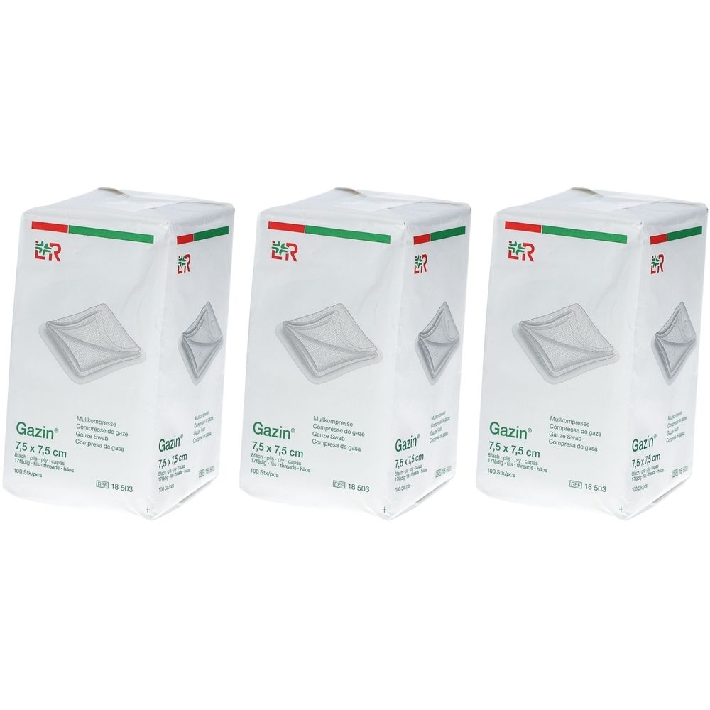 Gazin® Mullkompresse 7,5 cm x 7,5 cm unsteril 8 lagig