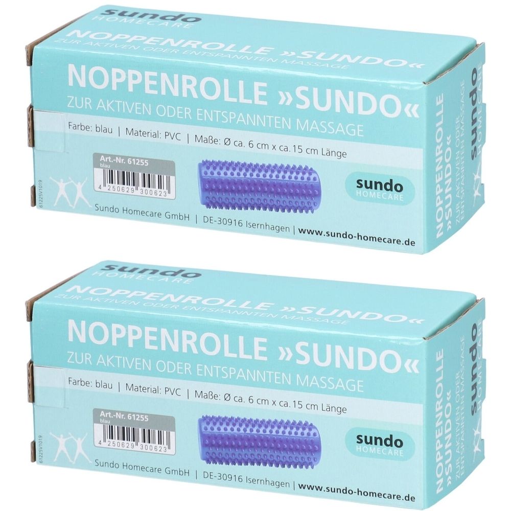Sundo Massageroller mit Noppen blau 15 cm ø6cm