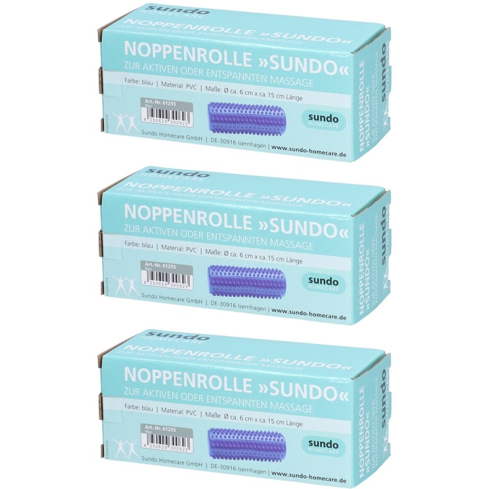 Sundo Massageroller mit Noppen blau 15 cm ø6cm