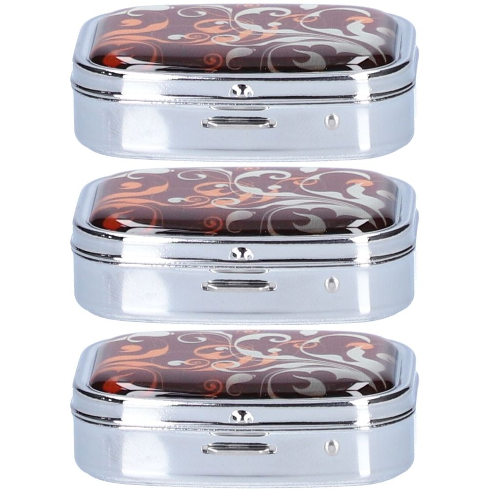 Sahag Pillendose Fancy rechteckig mit 2 Fächern, farbig sortiert