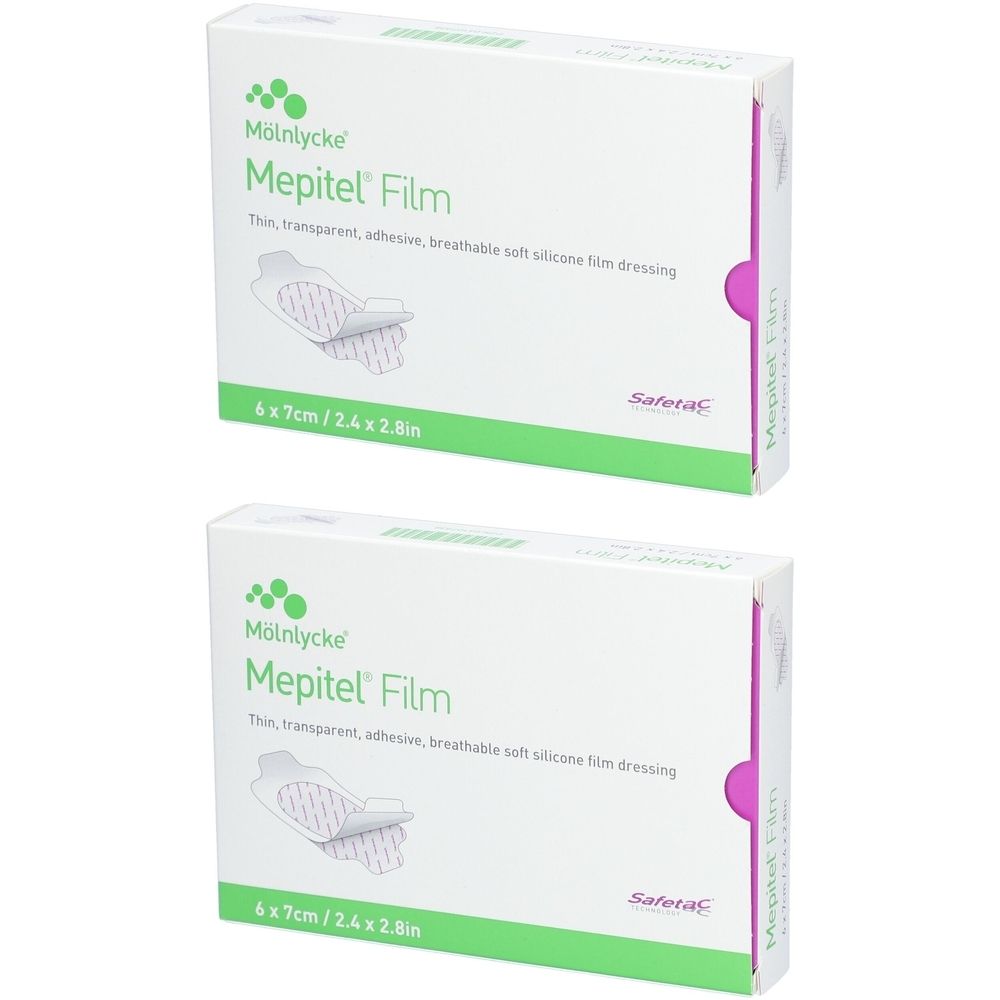 Mölnlycke® Mepitel® Film - Semipermeable, dünne, transparente, silikonisierte Selbstklebefolie 6 x 7 cm