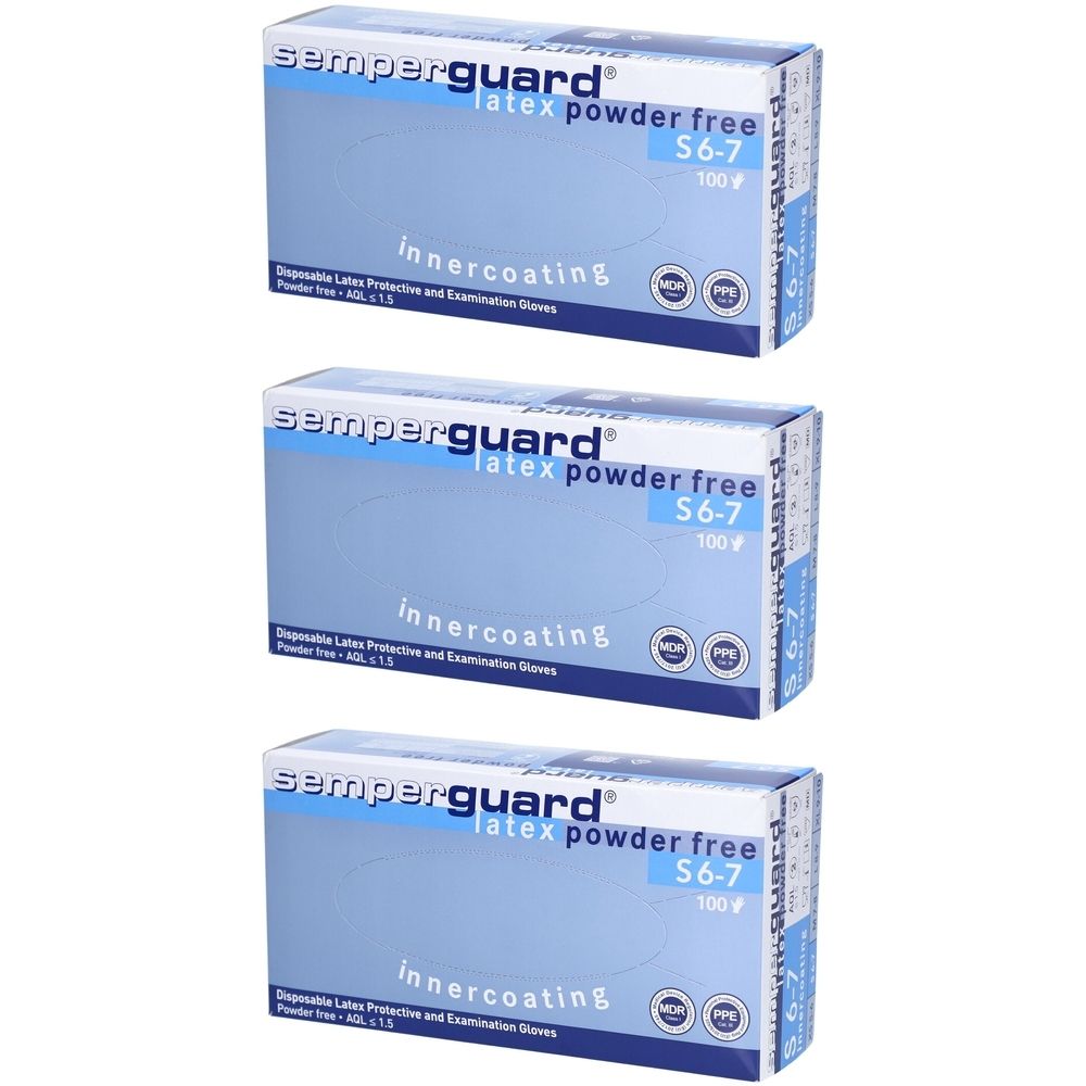 Semperguard Puderfreie Latexhandschuhe Größe S 6-7