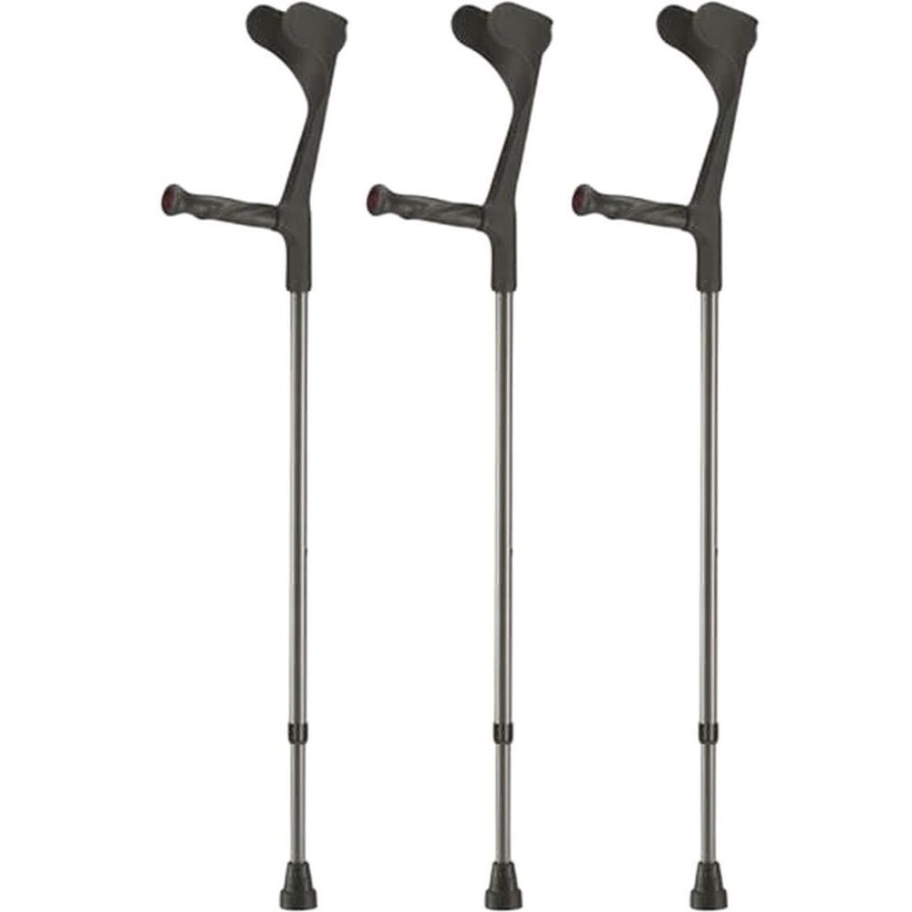 Sahag Krücken mit anatomischem Softgriff und Reflektoren 76-96 cm - Alu schwarz - 1 Paar