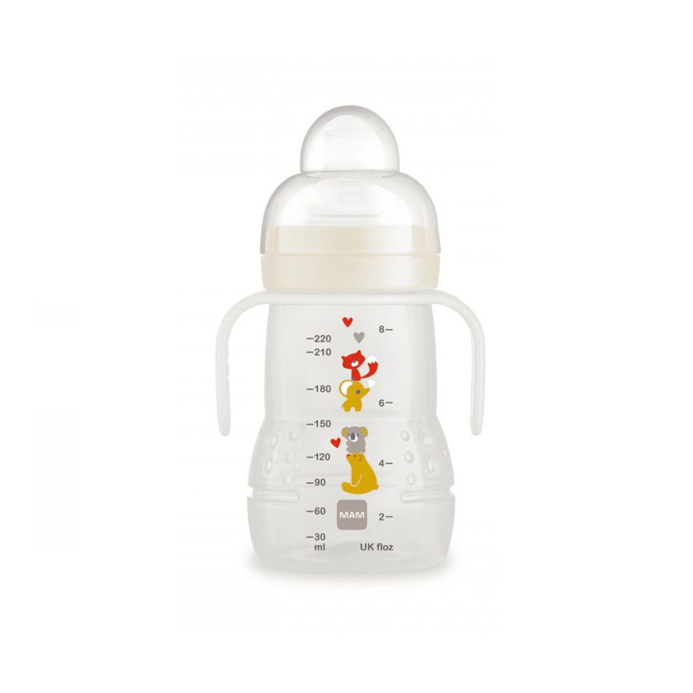 MAM Trainer+ Trinklernflasche mit Griffen, tropffreiem Sauger & Trinkschnabel 220ml grün, ab 4 Monate