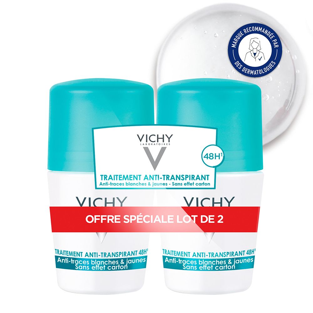 Vichy Antitranspirant Deodorant 48H Roll-On Packung mit 2 Stück