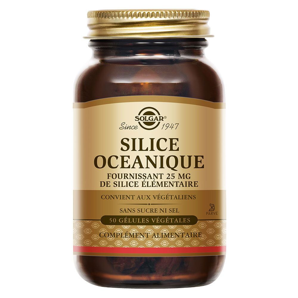 Solgar Silice Océanique - Os/Cartilages - Beauté Peau, Cheveux, Ongles - 50 gélules végétales
