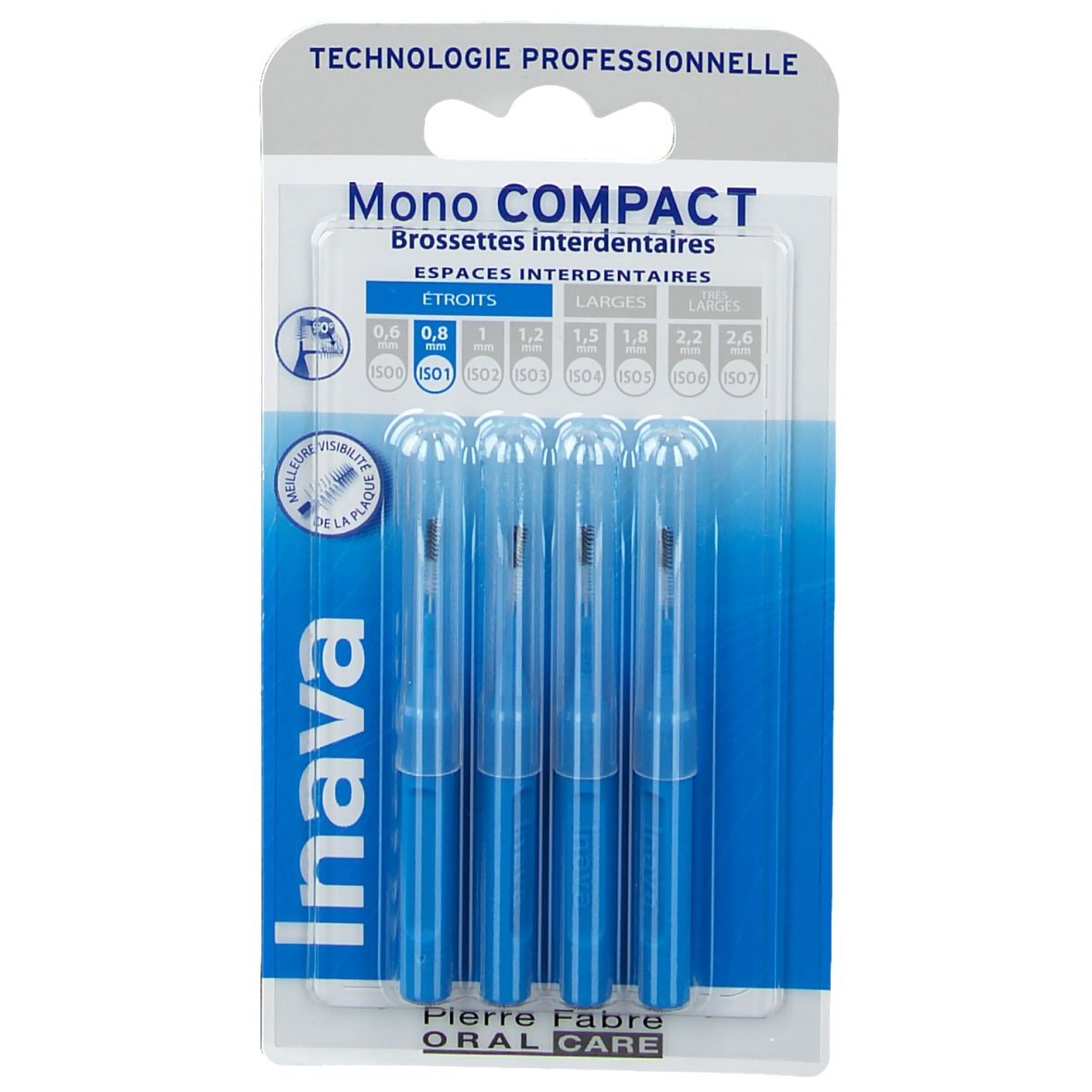 Inava-Mono-COMPACT-Interdentalbürsten ISO 1 Größe 0,8 mm