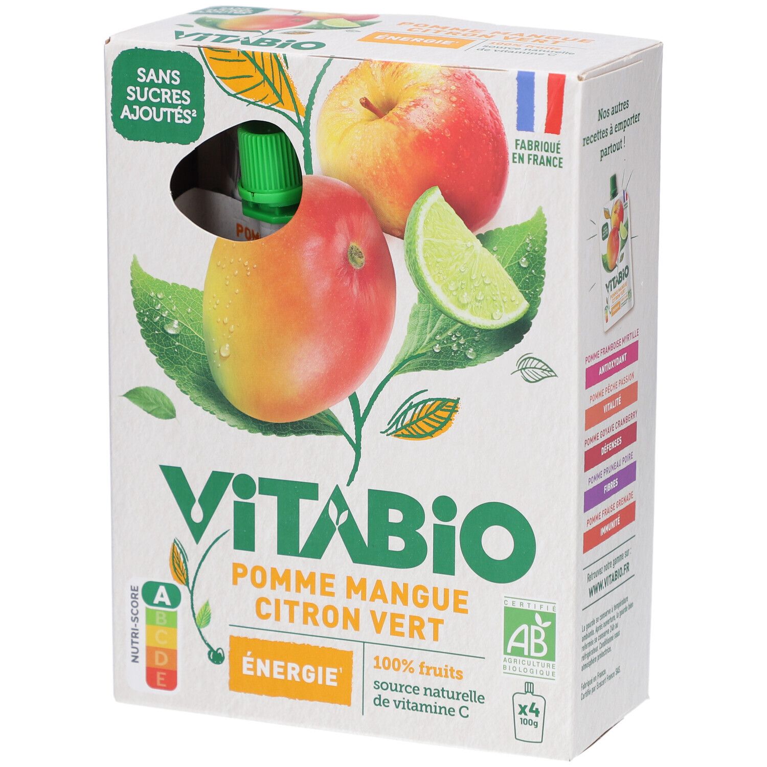 Vitabio Frucht-Trinkflaschen Apfel Mango Limette